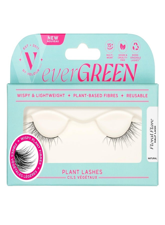 Velour everGREEN Plant Lashes, Half Lashes, Strip Lashes, Natural Wispy Eyelashes, Fake Eyelashes, Plant Based Fibres, Flared & Natural Volume (Floral Flare) Half Lash - Image 1